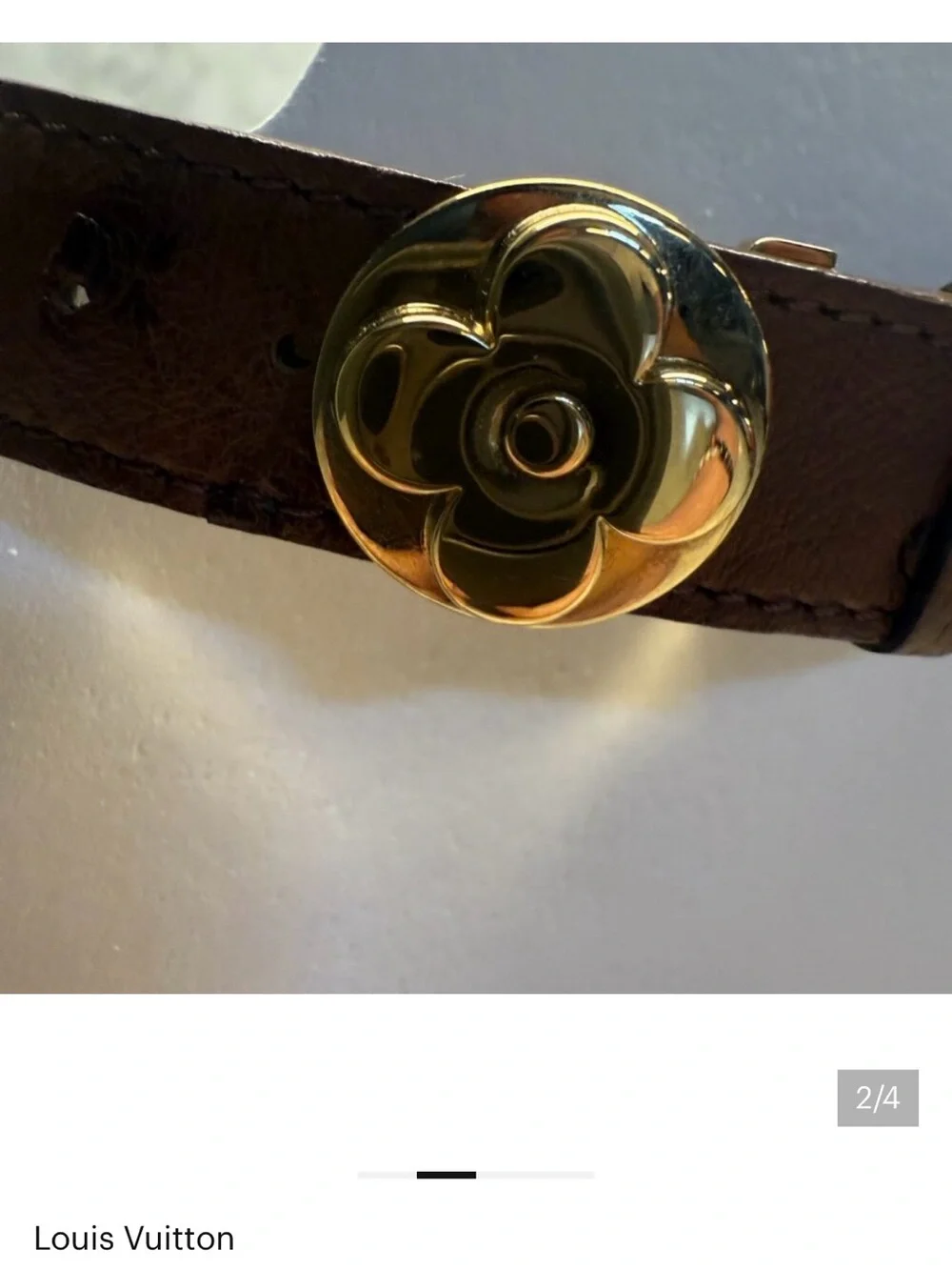 Louis Vuitton Ostrich Leather Dark Brown Bracelet with Stud Details - Picture 2 of 5